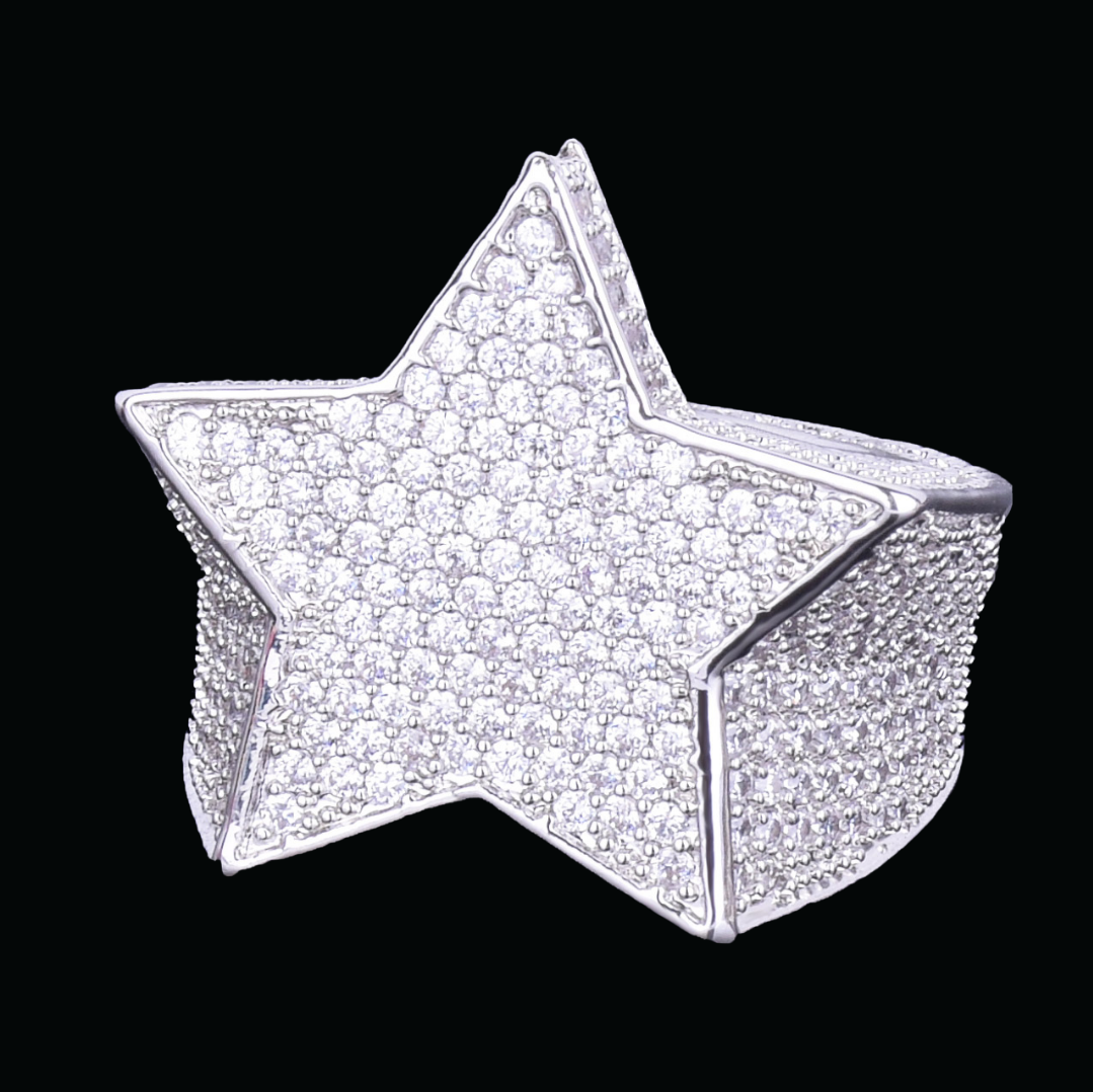 1_b2250f72-bf83-4477-8348-41d8faf8c84c.png Star Iced Out Diamond Ring - Image 1