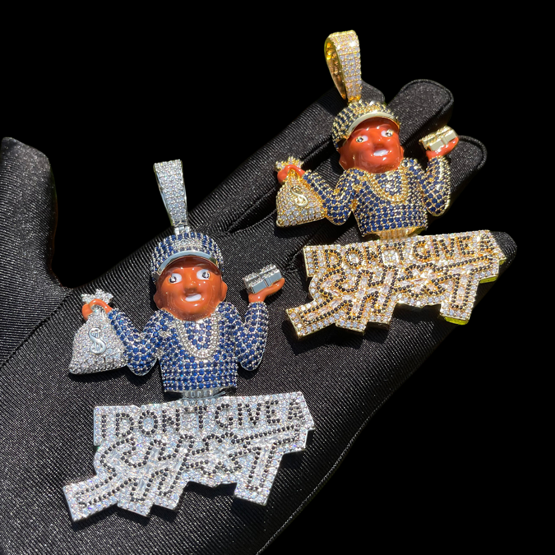 I Don't Give A Sh*t Iced Out Diamond Pendant Necklace