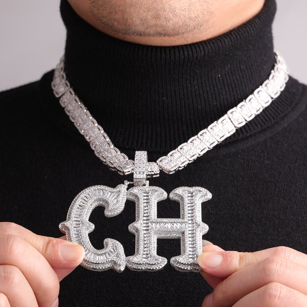 Bubble-Letter-Customized-Name-Necklace-for-Men-Baguette-Iced-Out-Cursive-Two-Layers-Hip-Hop-Jewelry_1.jpg Cursive Two Layers Iced Out Personalized Custom Name Necklace Pendant - Image 1