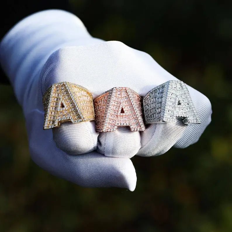 H29fd0b22479b4642971981f90c8d8fcaP.jpg A-Z Fully Loaded Initial Iced Out Diamond Ring - Image 1