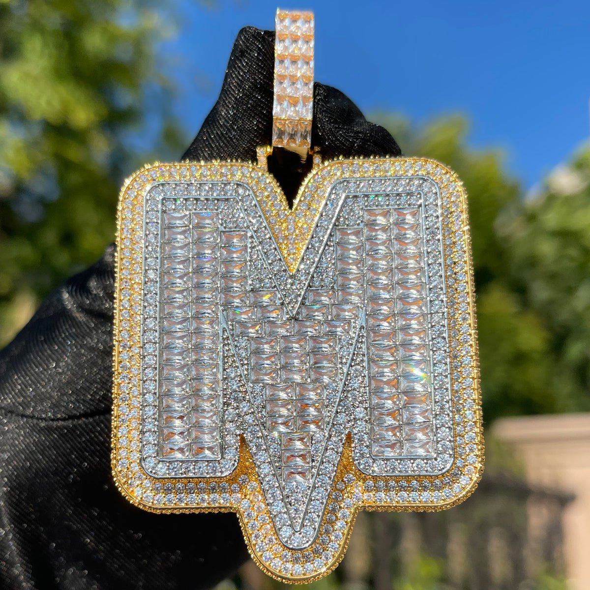Lightning Iced Out Initial Custom Name Necklace Pendant